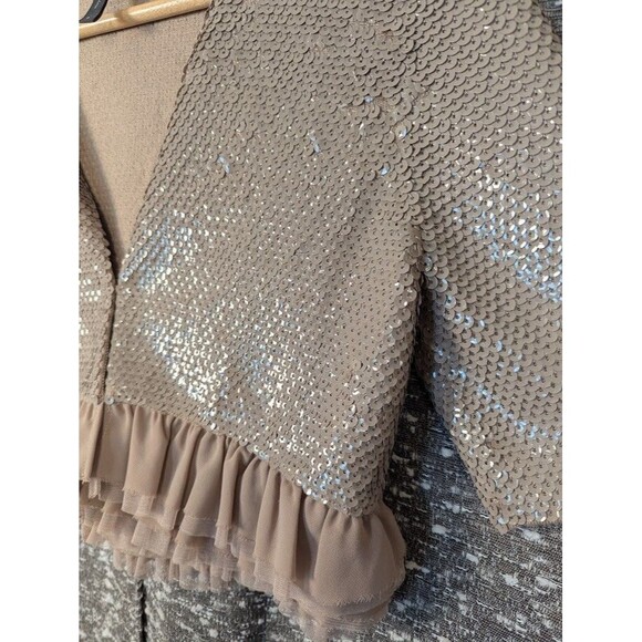 BCBG Maxazria Sequin Ruffled Cardigan Woman's Small - Picture 2 of 12